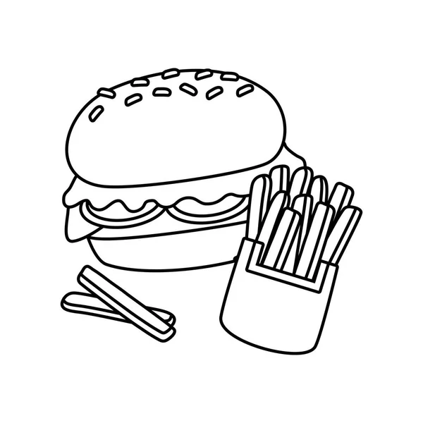 Burger and french fries — Stock Vector