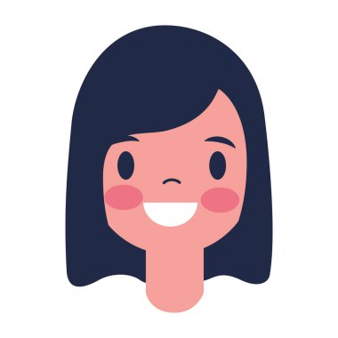 Beyaz arka plan üzerinde gülümseyen kız portre