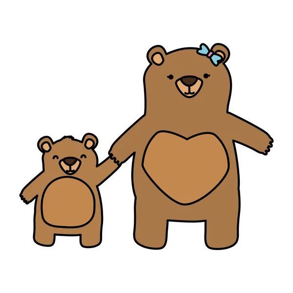 Mãe urso e filho — Vetor de Stock