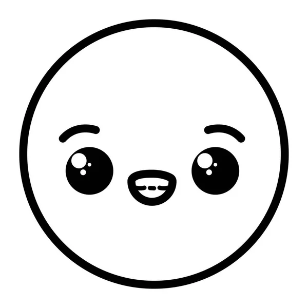 Kawaii emoji visage de dessin animé — Image vectorielle