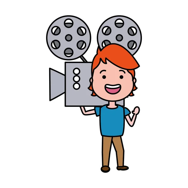 Man with cinema projector avatar character — Stock Vector