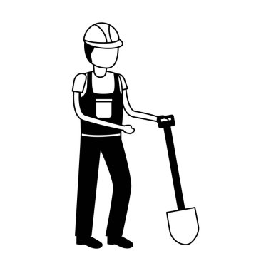 kürek ile işçi inşaatı