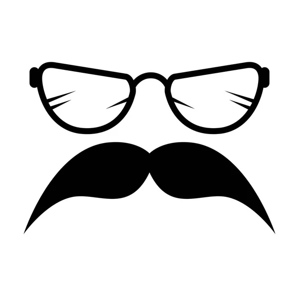 Bıyık ve gözlük stil hipster aksesuarları — Stok Vektör