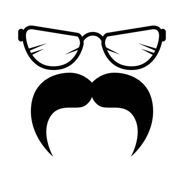 Schnurrbart und Brille als Hipster-Accessoires — Stockvektor