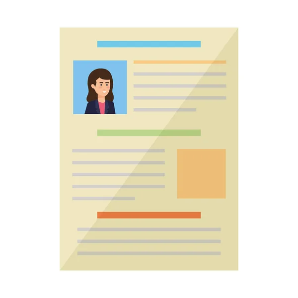 Curriculum vitae do documento da mulher — Vetor de Stock