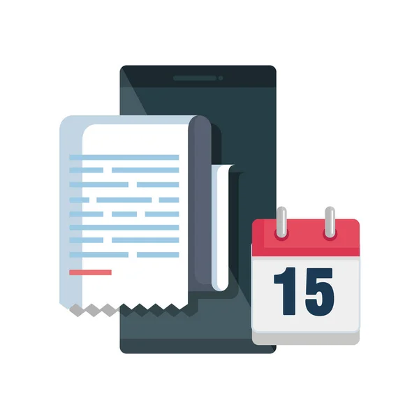 Smartphone met fiscale document en kalender — Stockvector