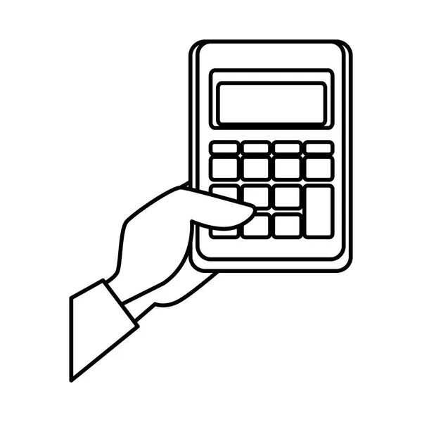 Hand met calculator math — Stockvector