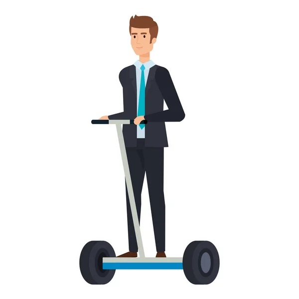 Businessman in folding e-scooter — Stock Vector