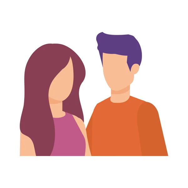 Ícones de personagens avatar casal — Vetor de Stock