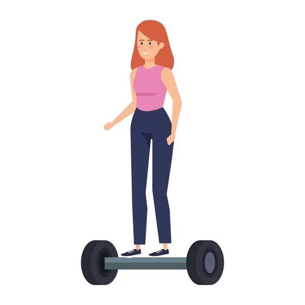Młoda kobieta w hoverboard elektryczne — Wektor stockowy
