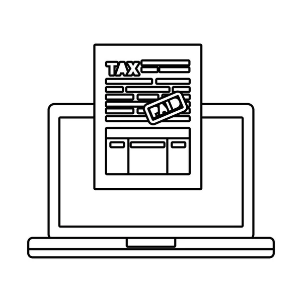 Komputer przenośny z dokumentów podatkowych — Wektor stockowy