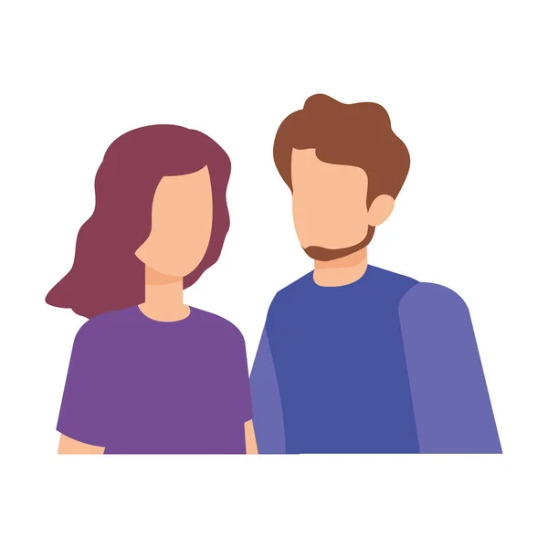 Ícones de personagens avatar casal — Vetor de Stock