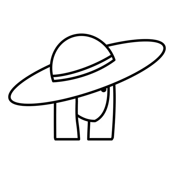 Fille touristique avec chapeau d'été tête caractère — Image vectorielle