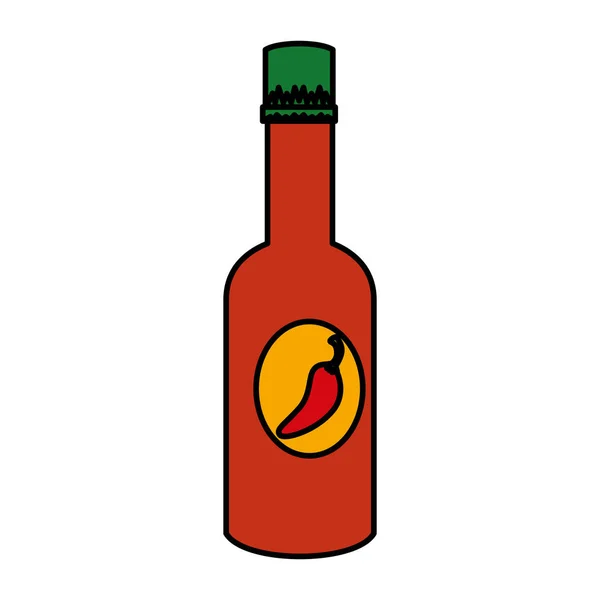Chili peper saus fles — Stockvector