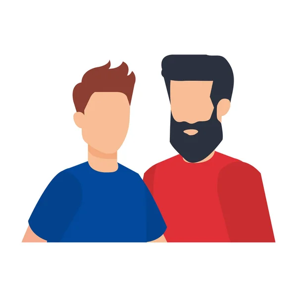 Joven y casual pareja hombres personajes — Vector de stock