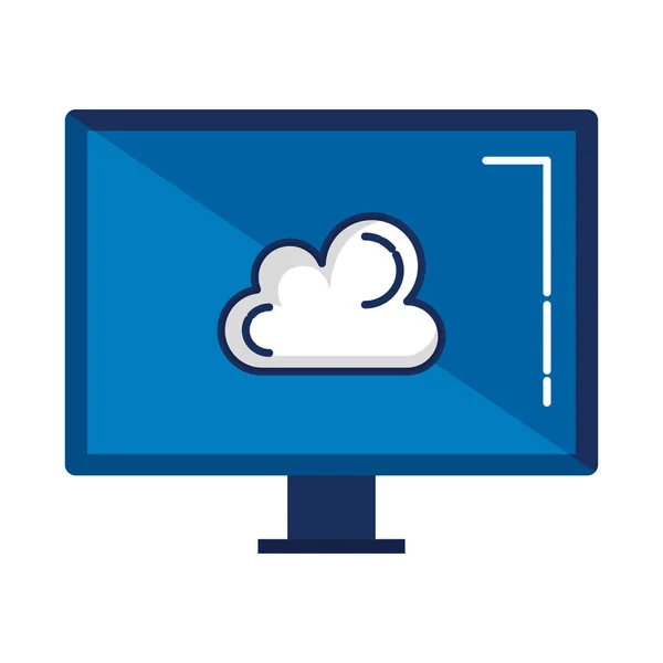 Datorskrivbord med cloud computing — Stock vektor