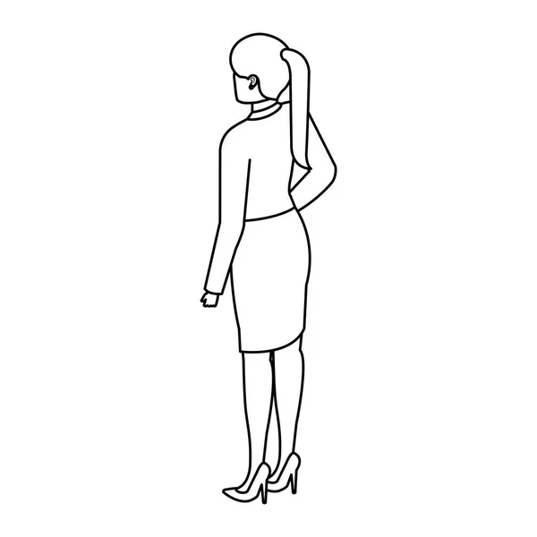 Elegante mujer de negocios avatar espalda carácter — Vector de stock