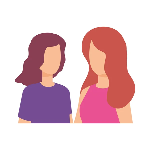 Couple filles avatars personnages — Image vectorielle