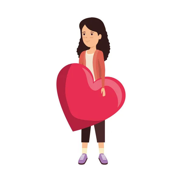 Žena zvedací srdce lásce — Stockový vektor