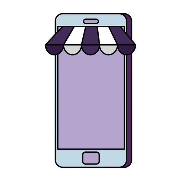Smartphone con icono de sombrilla — Vector de stock