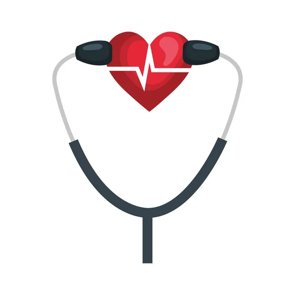 Heart cardio iwith stethoscope — Stock Vector