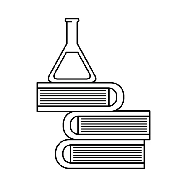 Prueba de tubo con libros de pila — Vector de stock