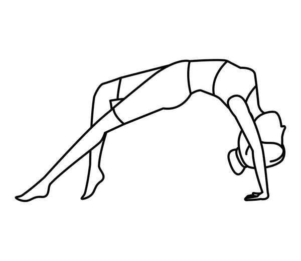 Mujer practicando Yoga Posición — Vector de stock