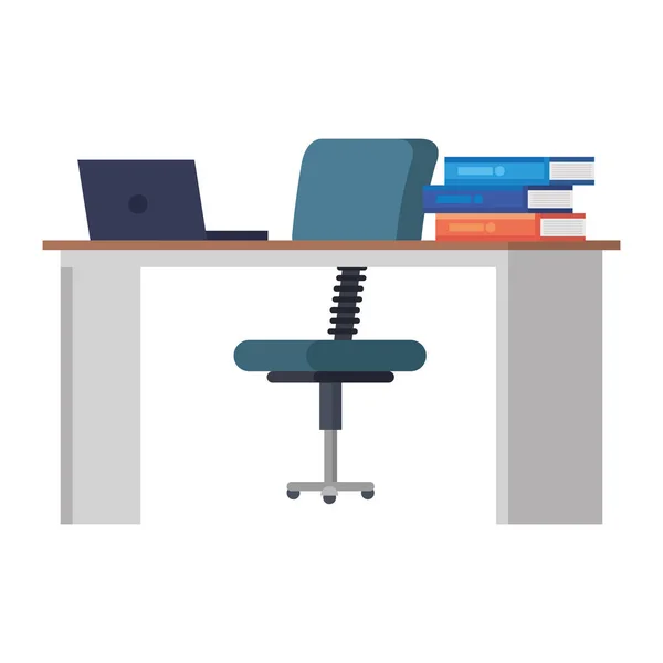 Schreibtisch mit Laptop und Büchern — Stockvektor