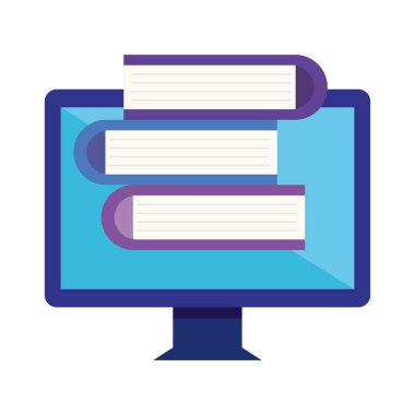 bilgisayar ile yığın kitap