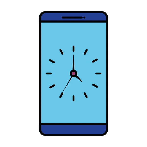 Smartphone with time clock — Stock Vector