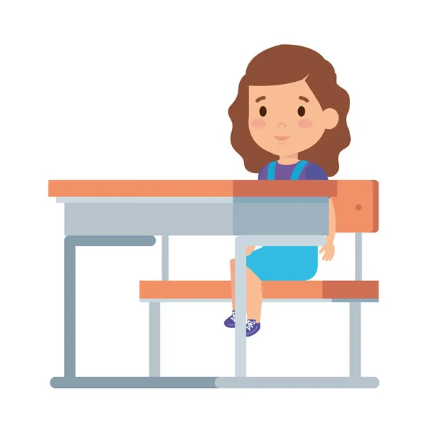 Красивая маленькая школьница в школьном кресле — стоковый вектор