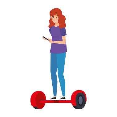 hoverboard elektrik genç kadın
