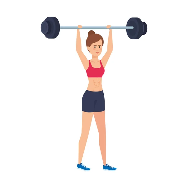 Starke Frau beim Gewichtheben — Stockvektor