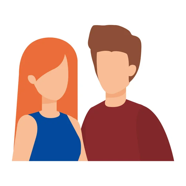 Ícones de personagens avatar casal — Vetor de Stock