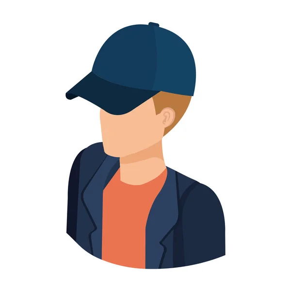 Hombre joven y casual con gorra — Vector de stock