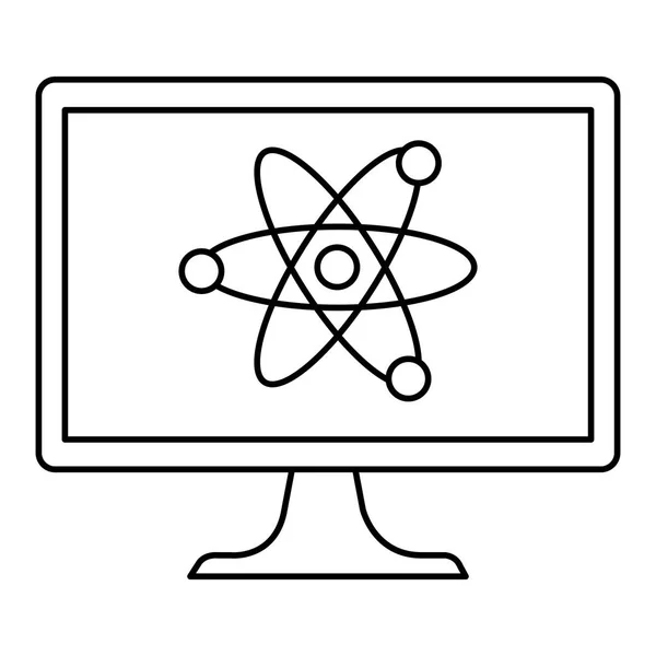 Desktop computer with atom molecule — Stock Vector