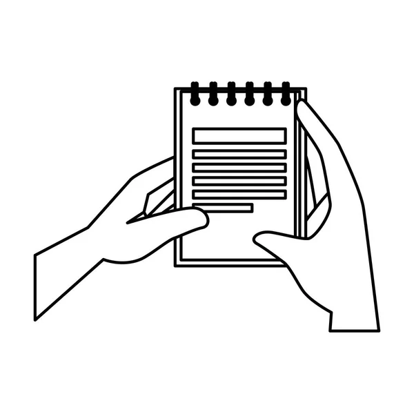 Mains avec ordinateur portable icône de l'éducation scolaire — Image vectorielle