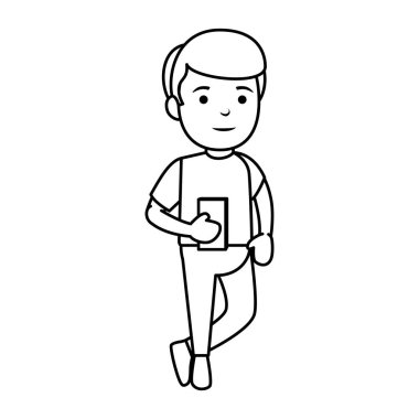 küçük öğrenci ile smartphone