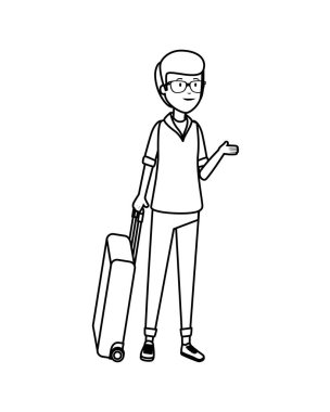 bavul karakter olan turist adam