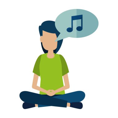 konuşma balonu ve müzik notalı kadına