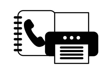 Yazıcı izole simgesi ile telefon rehberi