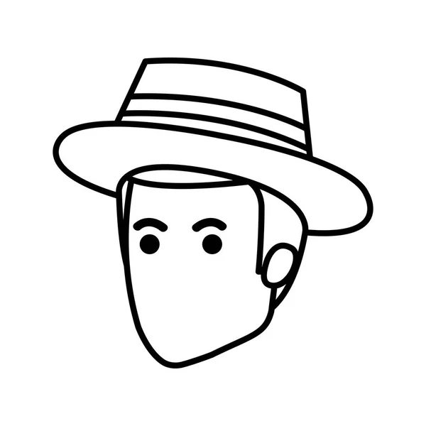 Młody człowiek znakiem głowa kapelusz turystyczny — Wektor stockowy