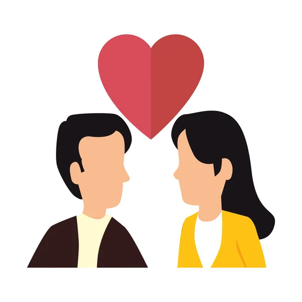 Молодая пара с любовью к сердцу — стоковый вектор