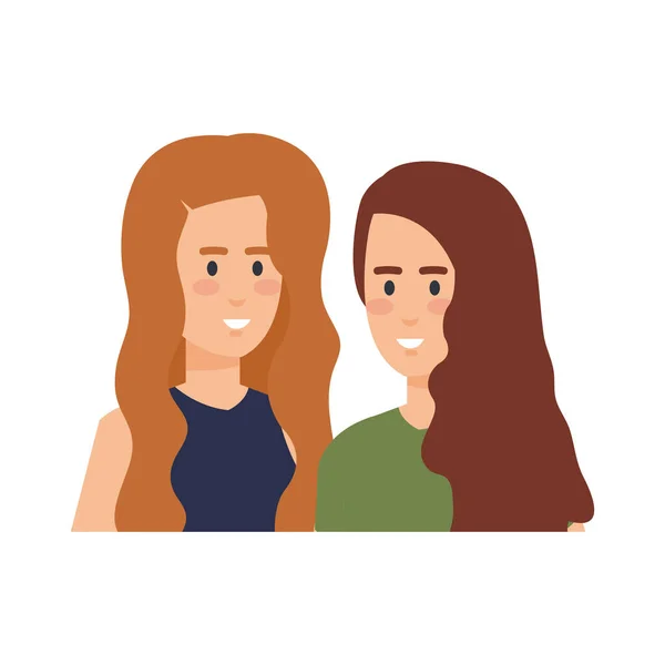 Couple filles avatars personnages — Image vectorielle