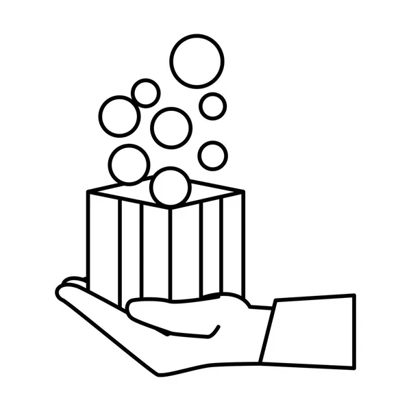 Το χέρι άρση κιβώτιο χαρτοκιβωτίων με μπάλες — Διανυσματικό Αρχείο