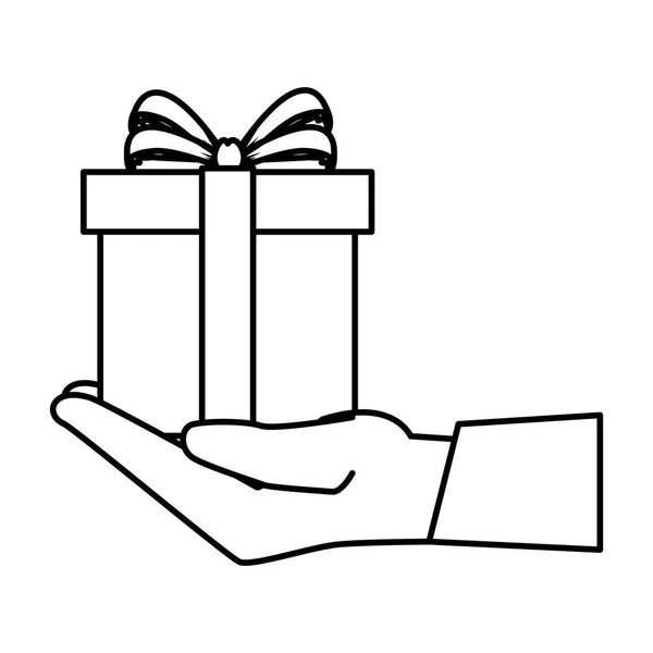 Hand mit Geschenkbox Geschenk — Stockvektor