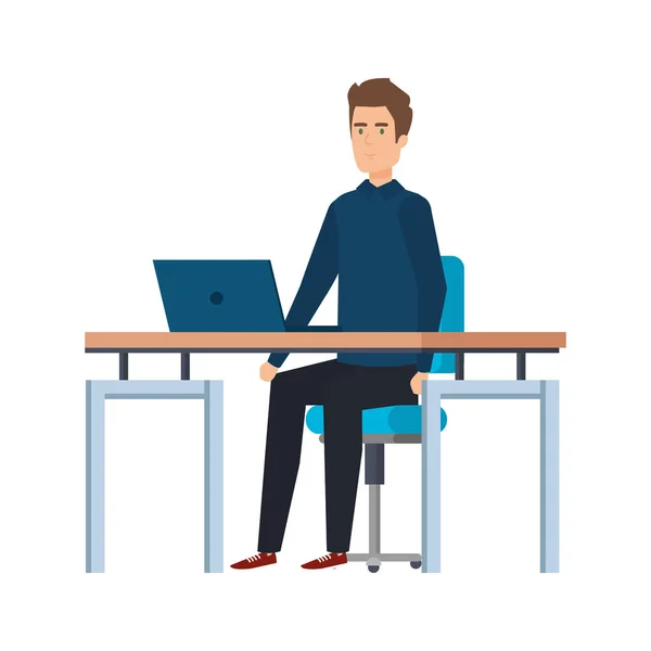 Joven en el lugar de trabajo — Vector de stock