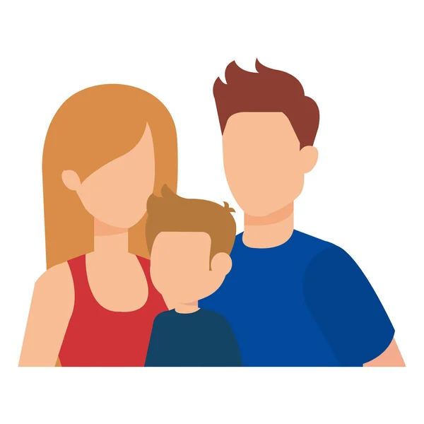 Couple de parents avec fils personnages — Image vectorielle