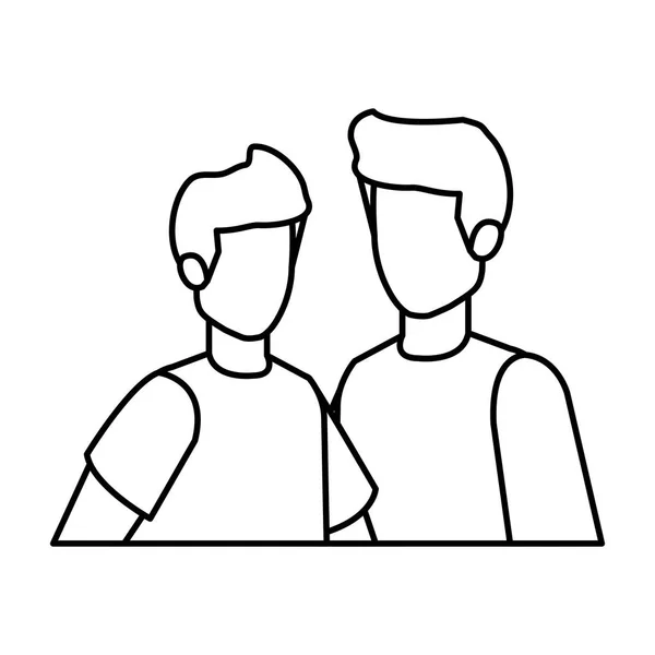 Jeune et occasionnel couple hommes personnages — Image vectorielle