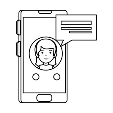 smartphone ve konuşma balonu ile küçük kız öğrenci